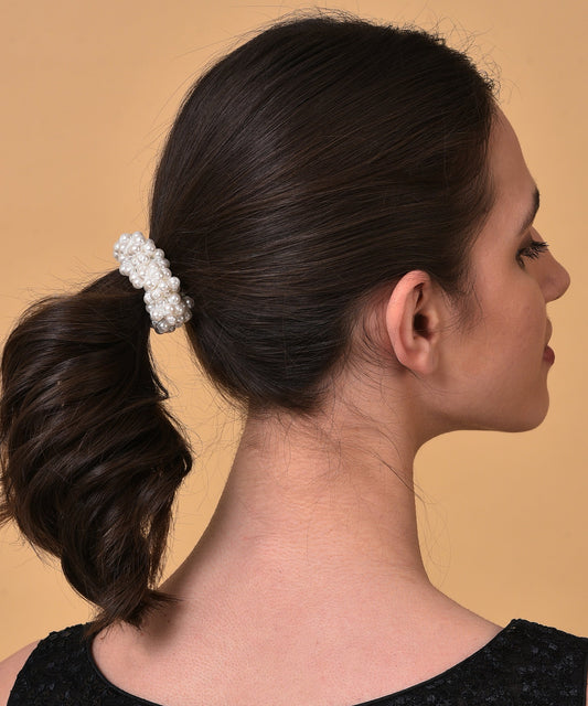 Gold Plated Pearls Beaded Scrunchie