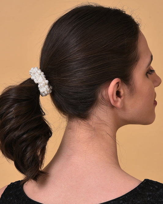 Gold Plated Pearls Beaded Scrunchie