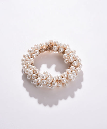 Gold Plated Pearls Scrunchie