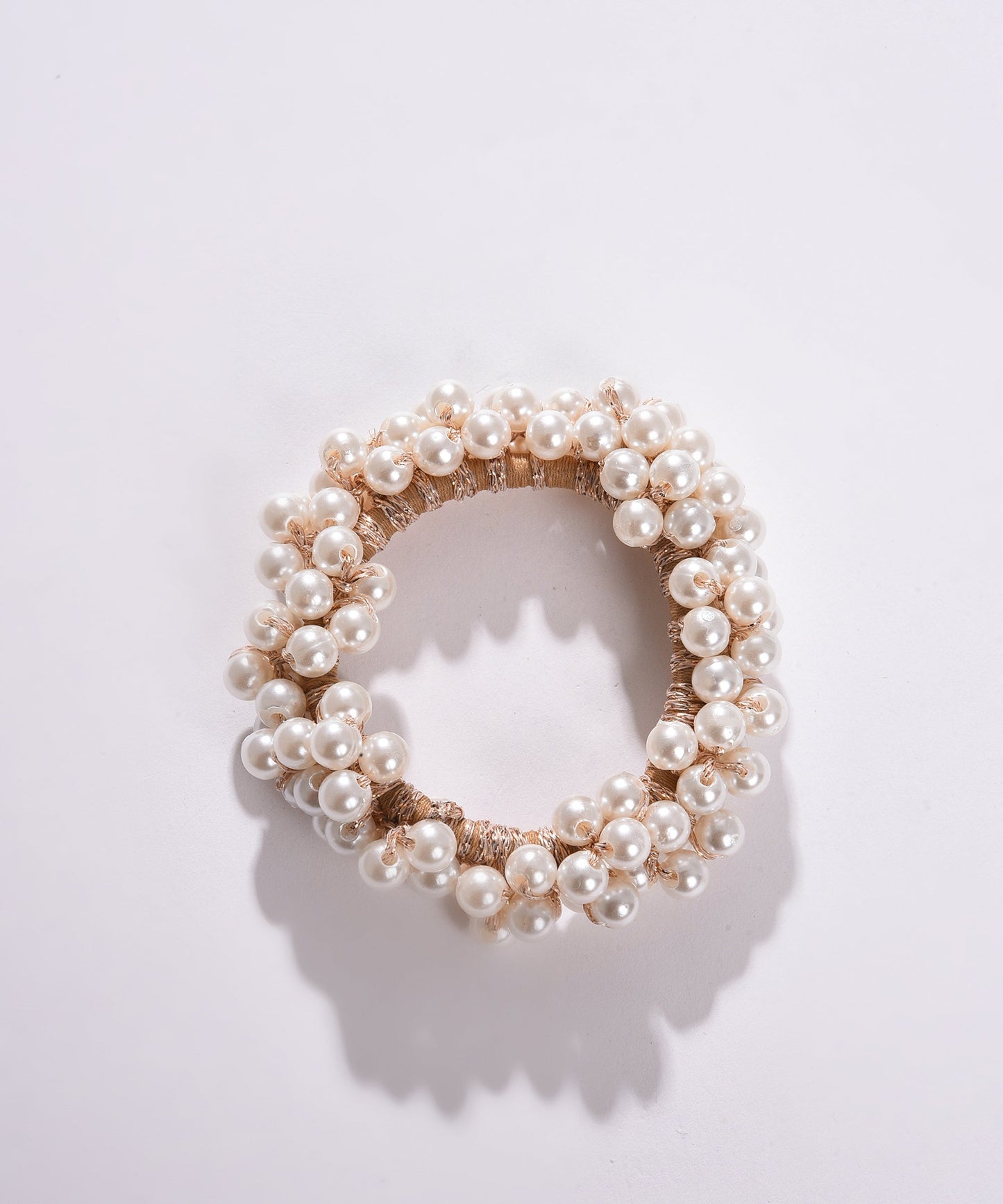 Gold Plated Pearls Scrunchie