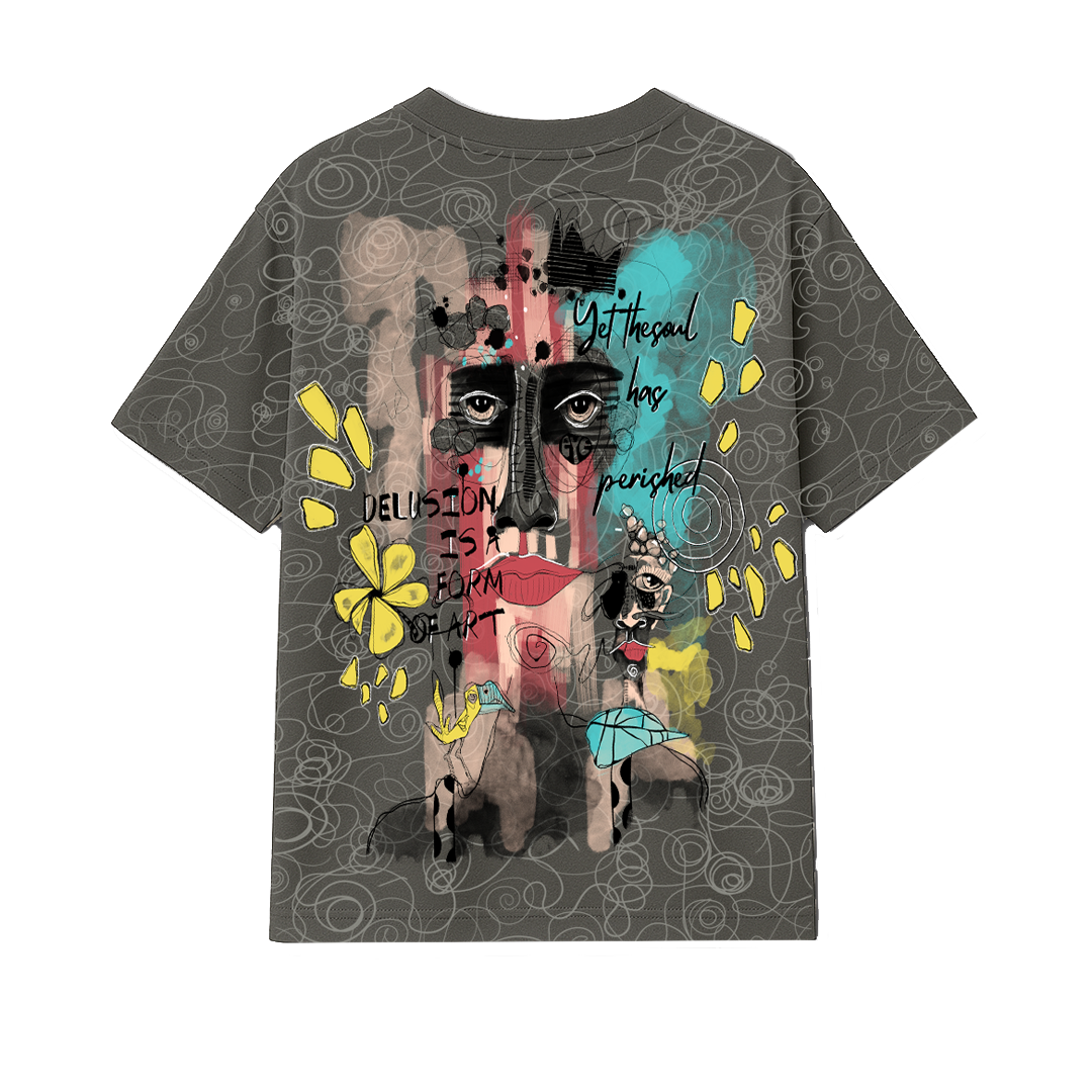 Soul Art Printed Grey T-Shirt