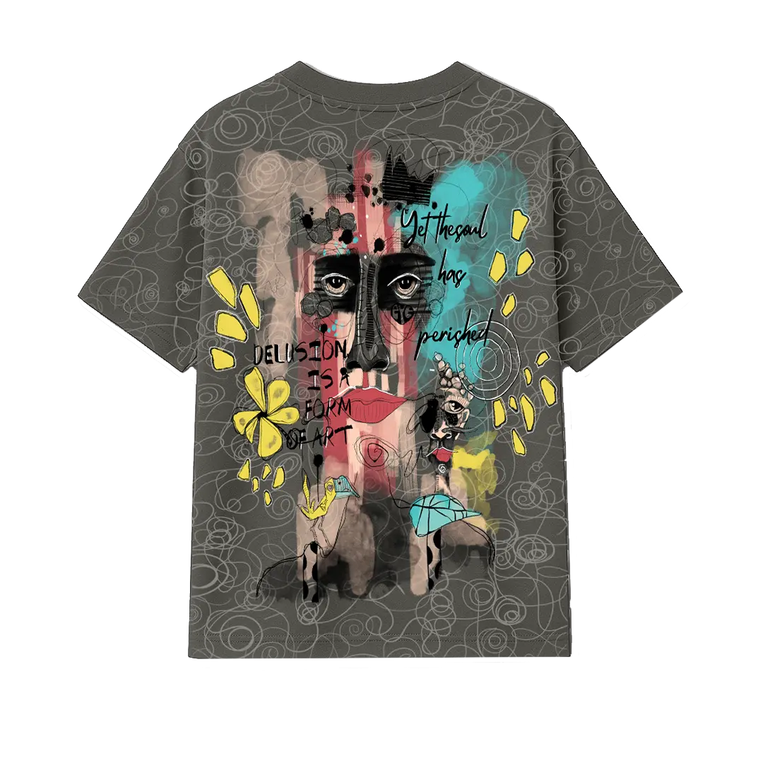Soul Art Printed Grey T-Shirt FLYAF