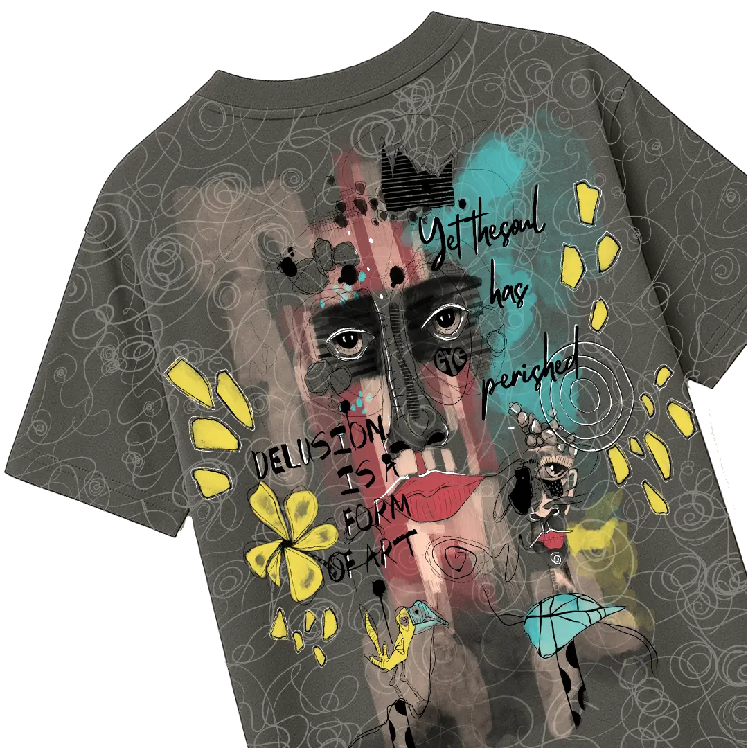 Soul Art Printed Grey T-Shirt FLYAF