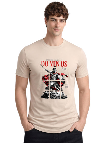 ADRO Mens Dominus Warrior Legacy Printed T-Shirt for Men | Cotton Printed Tshirt | Regular Fit Casual T-Shirts | Summer Tshirts Beige