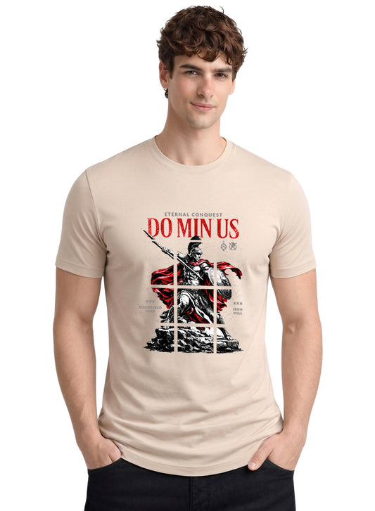 ADRO Mens Dominus Warrior Legacy Printed T-Shirt for Men | Cotton Printed Tshirt | Regular Fit Casual T-Shirts | Summer Tshirts Beige