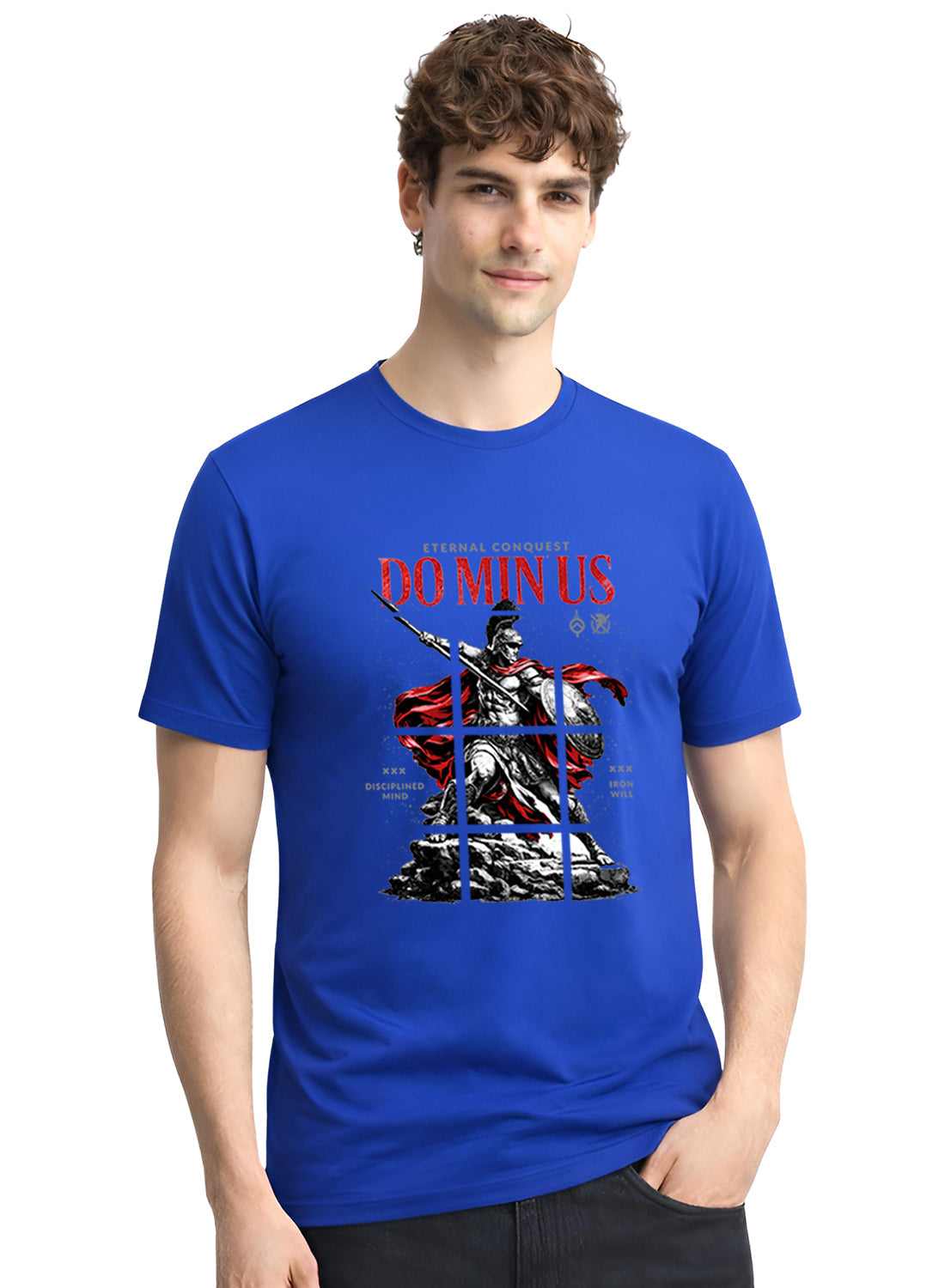 ADRO Mens Dominus Warrior Legacy Printed T-Shirt for Men | Cotton Printed Tshirt | Regular Fit Casual T-Shirts | Summer Tshirts Royal Blue