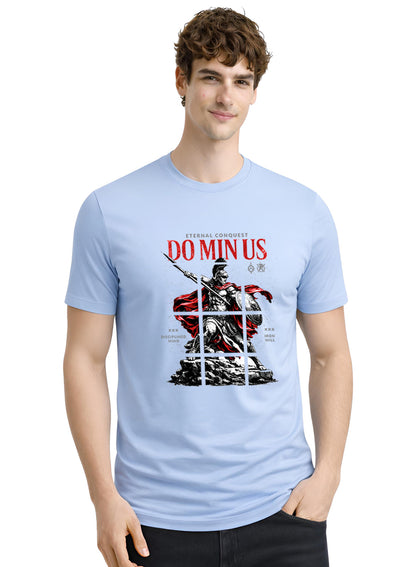 ADRO Mens Dominus Warrior Legacy Printed T-Shirt for Men | Cotton Printed Tshirt | Regular Fit Casual T-Shirts | Summer Tshirts Sky Blue