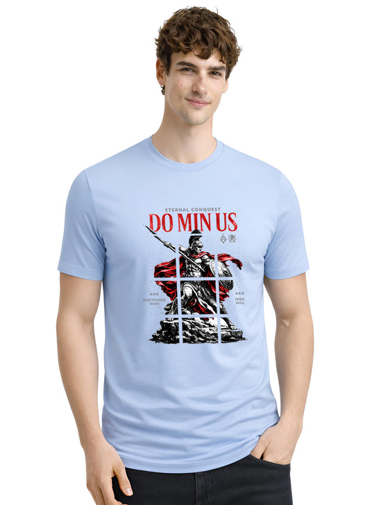ADRO Mens Dominus Warrior Legacy Printed T-Shirt for Men | Cotton Printed Tshirt | Regular Fit Casual T-Shirts | Summer Tshirts Sky Blue