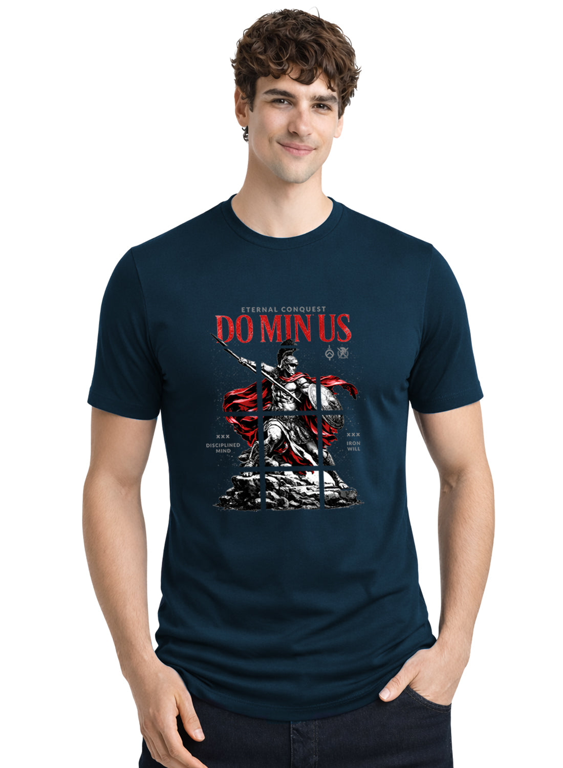 ADRO Mens Dominus Warrior Legacy Printed T-Shirt for Men | Cotton Printed Tshirt | Regular Fit Casual T-Shirts | Summer Tshirts Teal Blue