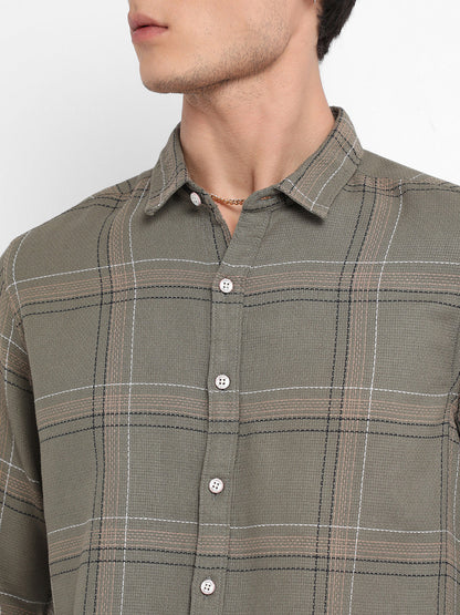 Men's Olive Green Maxi Tartan Plaid Shirt