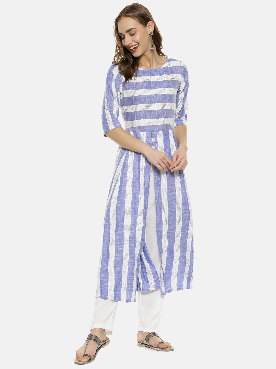 Pinacolada Instafab Women Stylish Striped Casual Kurta Ethnic Wear