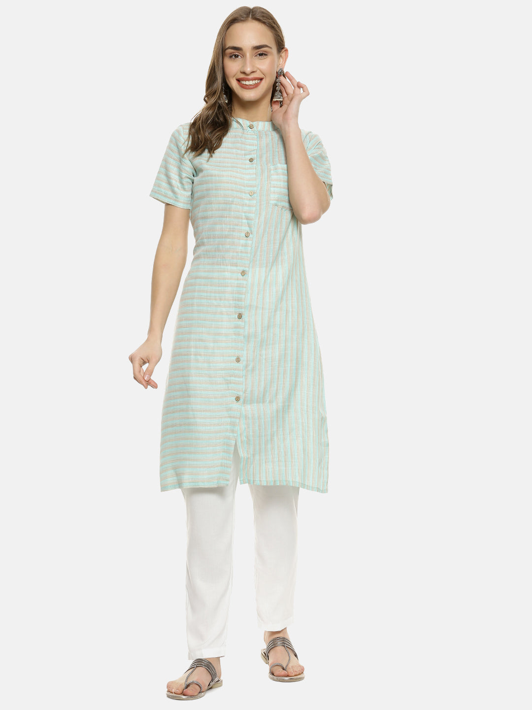 Pinacolada Instafab Women Stylish Striped Casual Kurta Ethnic Wear