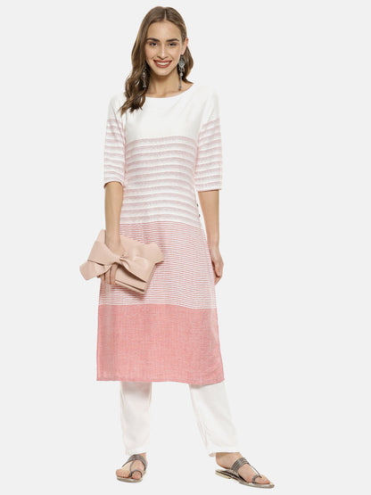 Unbalanced Horizontal Striped Kurta