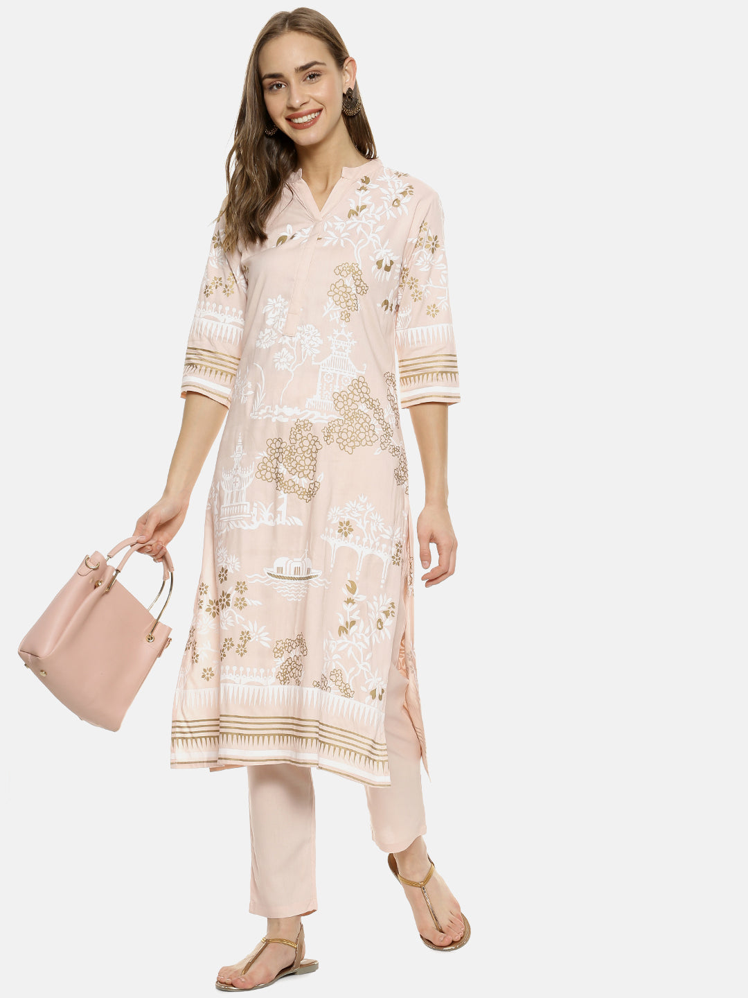 Flora Cluster Print Kurta With Trousers Set