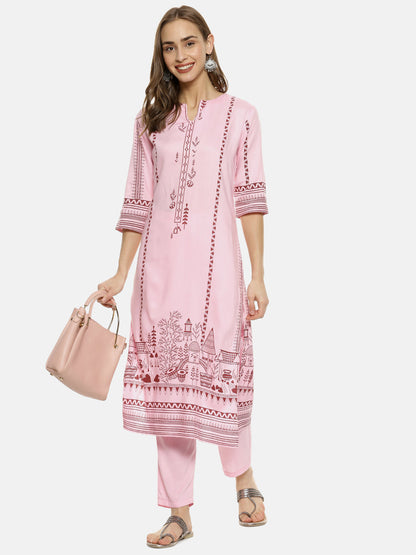 Landscape Block Kurta With With Trousers Set