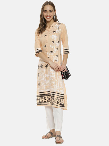 Bird Print Kurta With Trousers Set