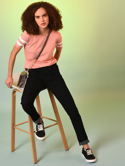 Contrast Side-Striped Denim Jeans