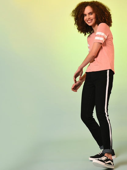 Contrast Side-Striped Denim Jeans