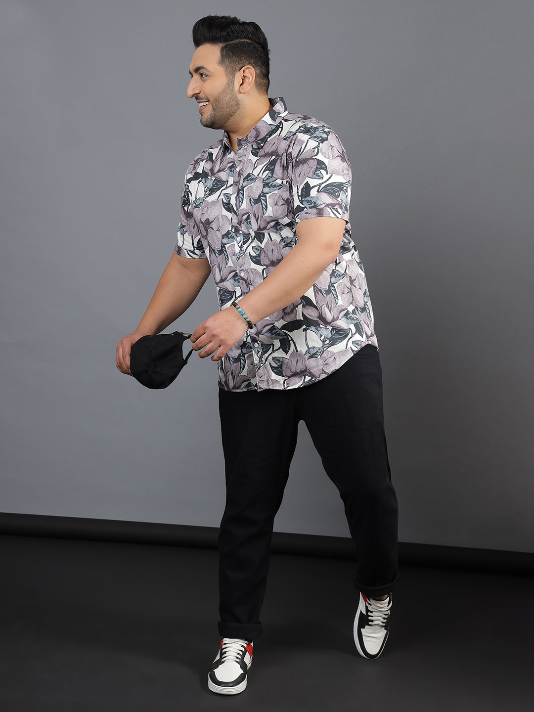 MEN FLORAL DESIGN HALF SLEEVE SHIRT