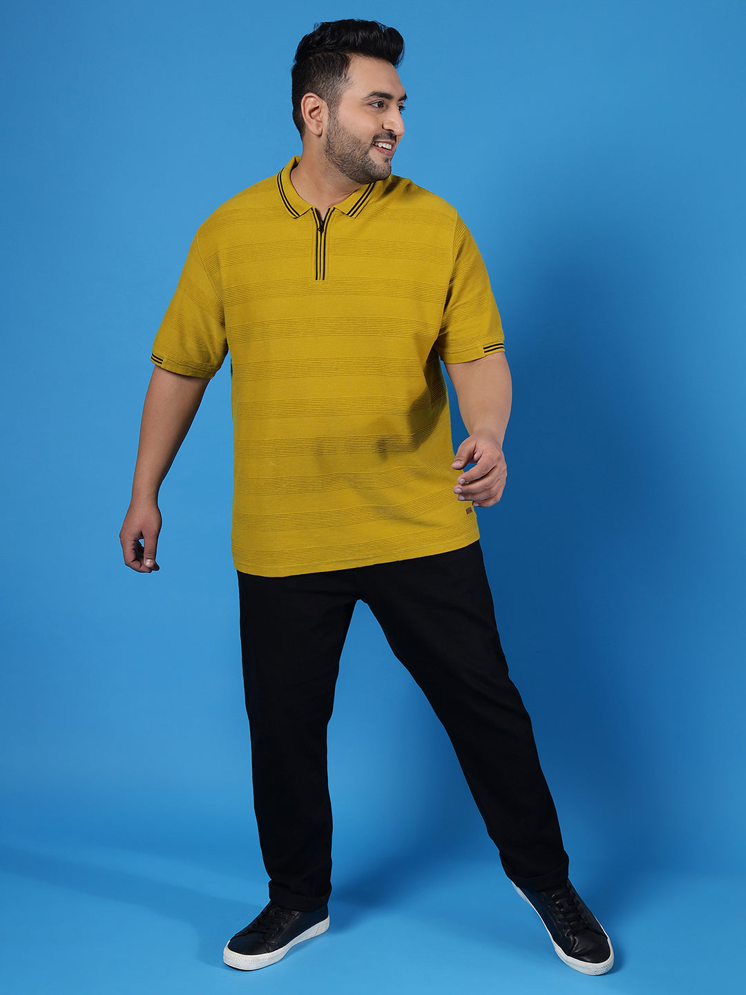 PLUS SIZE MEN SOLID HALF SLEEVE CASUAL T-SHIRT