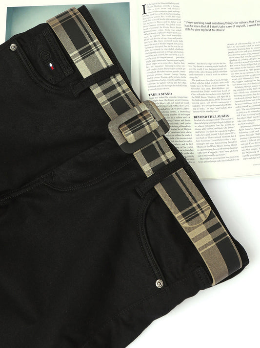 Black Grey Checked Belt