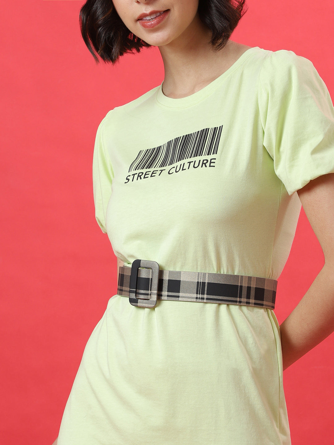 Black Grey Checked Belt