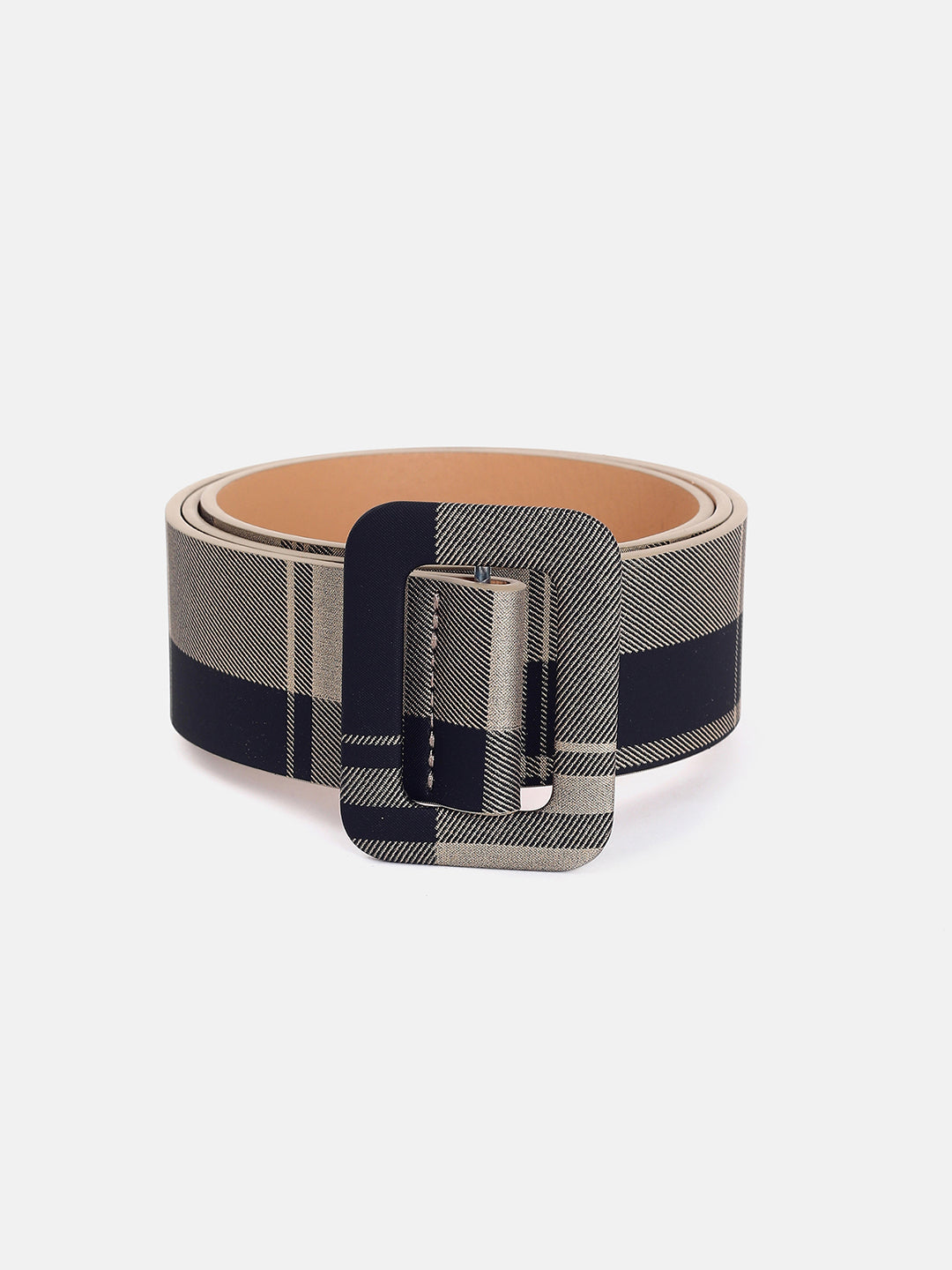 Black Grey Checked Belt