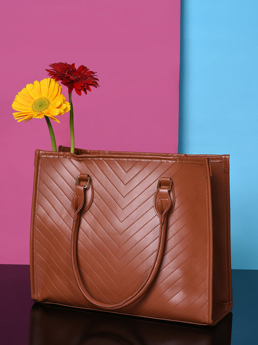 Diagonal Delight Brown Tote Bag