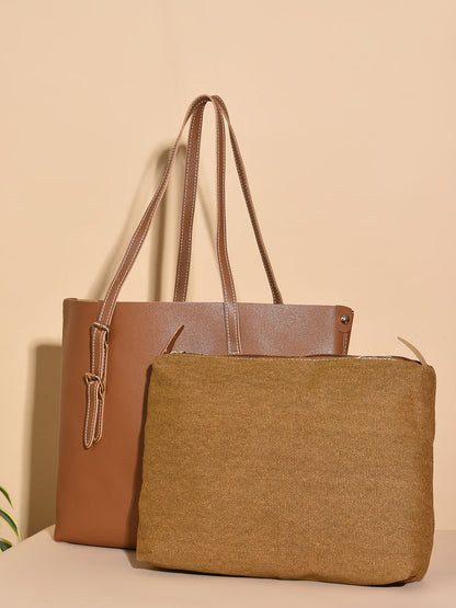 Julie Brown Tote Bag With Pouch Set