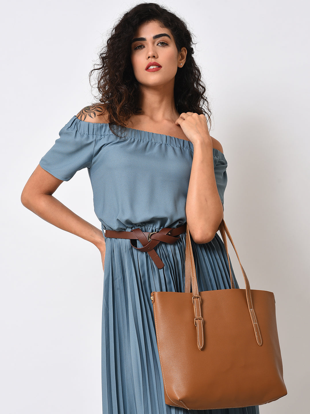 Julie Brown Tote Bag With Pouch Set