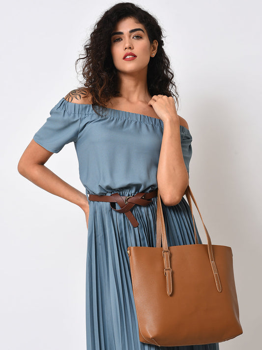 Julie Brown Tote Bag With Pouch Set