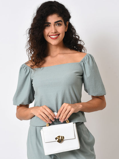 Textured Treasure White Mini Bag