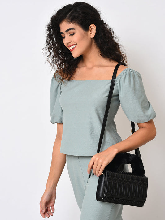 Textured Trendsetter Black Cross Body Bag