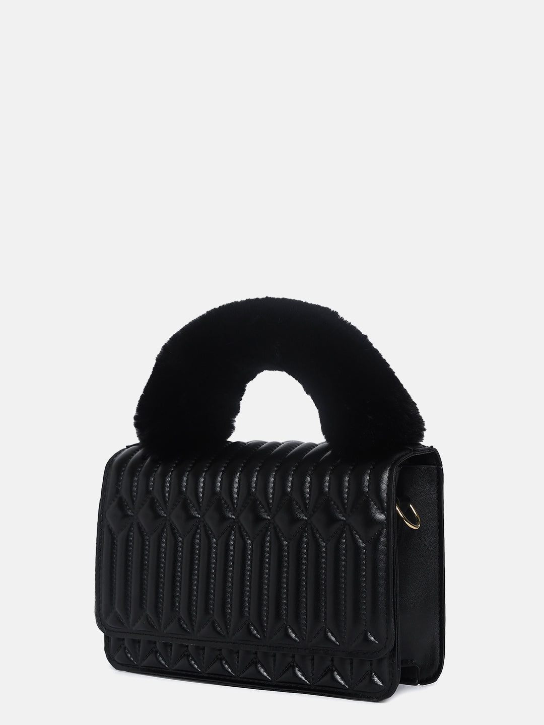 Textured Trendsetter Black Cross Body Bag