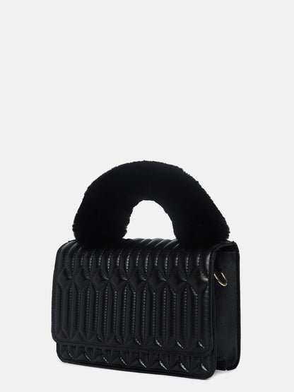 Textured Trendsetter Black Cross Body Bag