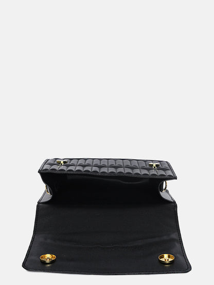 Textured Trendsetter Black Cross Body Bag