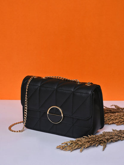 Obsidian Quilted Black & White Cross Body Bag