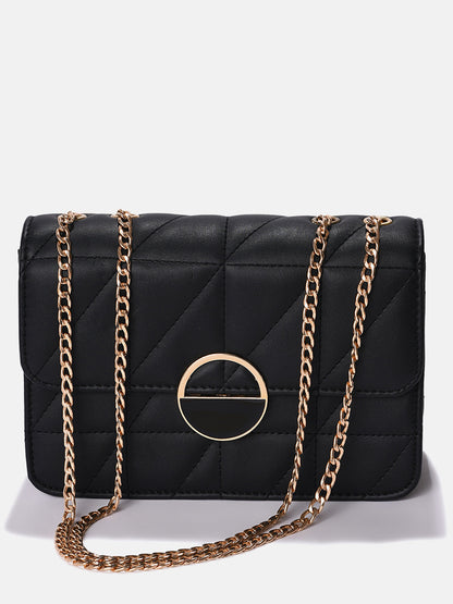 Obsidian Quilted Black & White Cross Body Bag