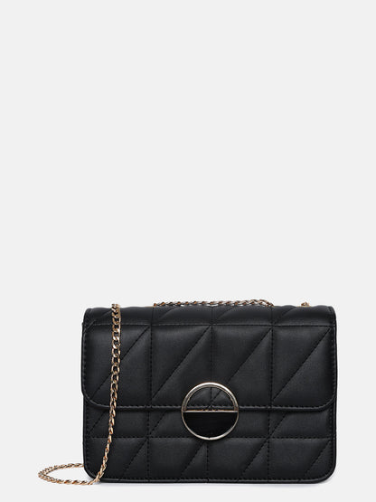 Obsidian Quilted Black & White Cross Body Bag