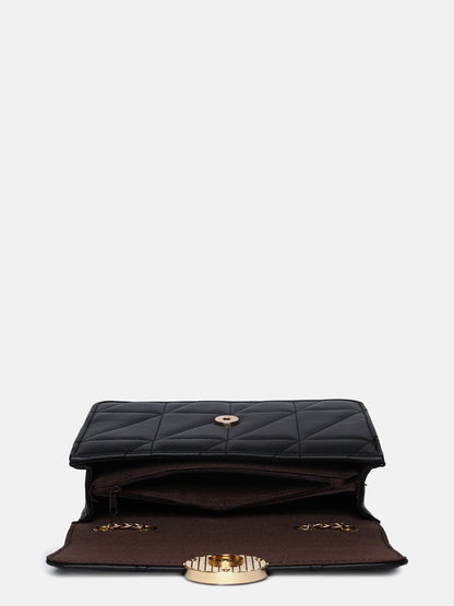Obsidian Quilted Black & White Cross Body Bag