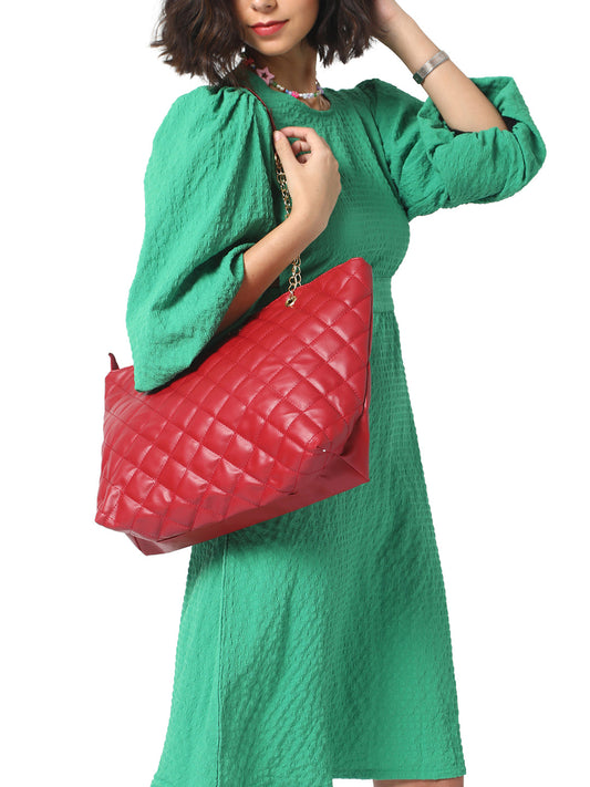 Timeless Texture Red Tote Bag