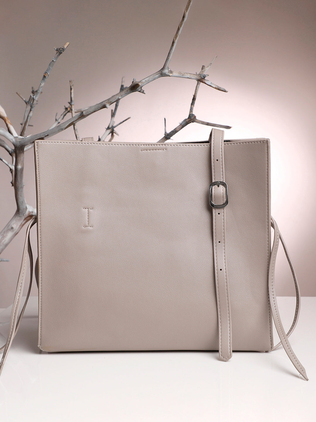 Vintage Voyager Light Grey Tote Bag With Pouch Set