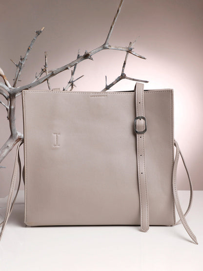 Vintage Voyager Light Grey Tote Bag With Pouch Set