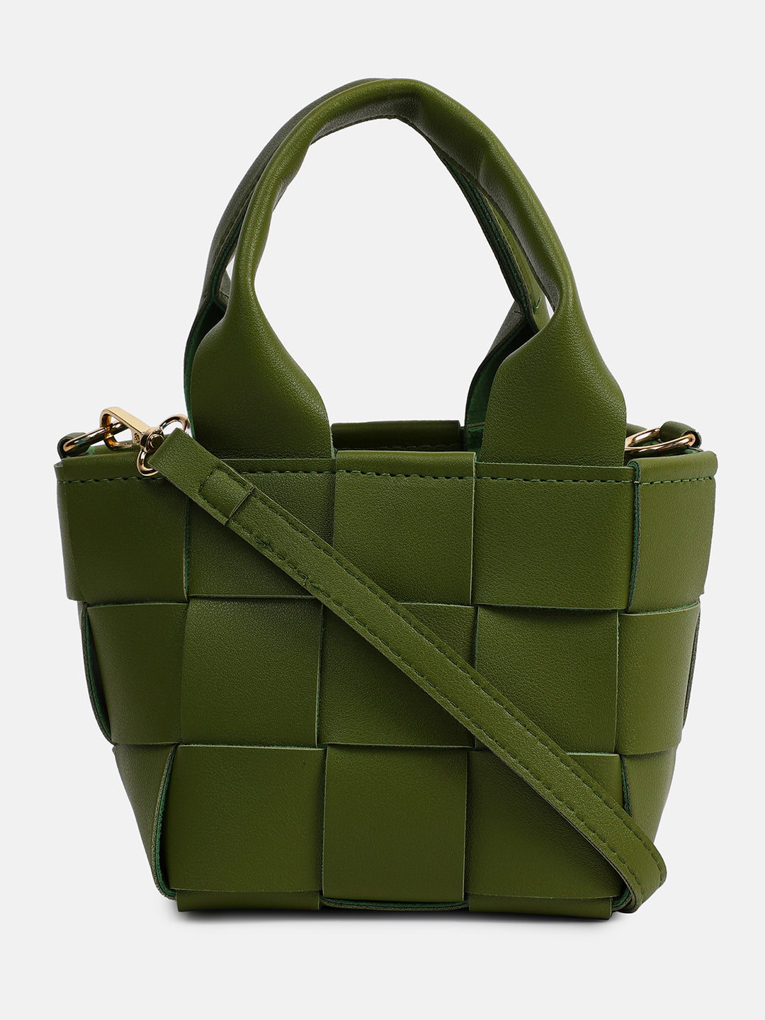 Braided Olive Green Basket Bag