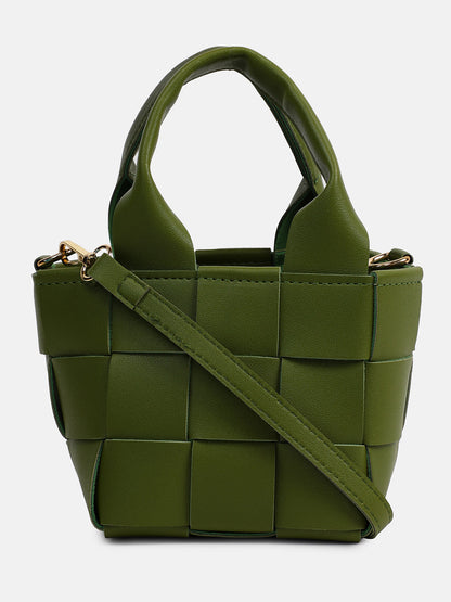Braided Olive Green Basket Bag