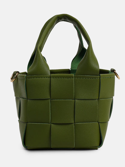 Braided Olive Green Basket Bag