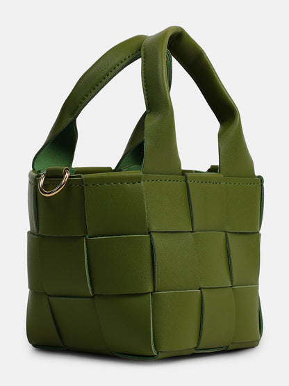 Braided Olive Green Basket Bag