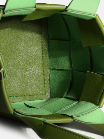 Braided Olive Green Basket Bag