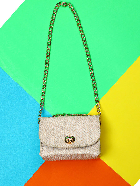 Woven Wonder White Cross Body Bag