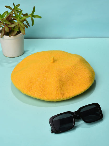 Mustard Solid Vintage French Beret Hat